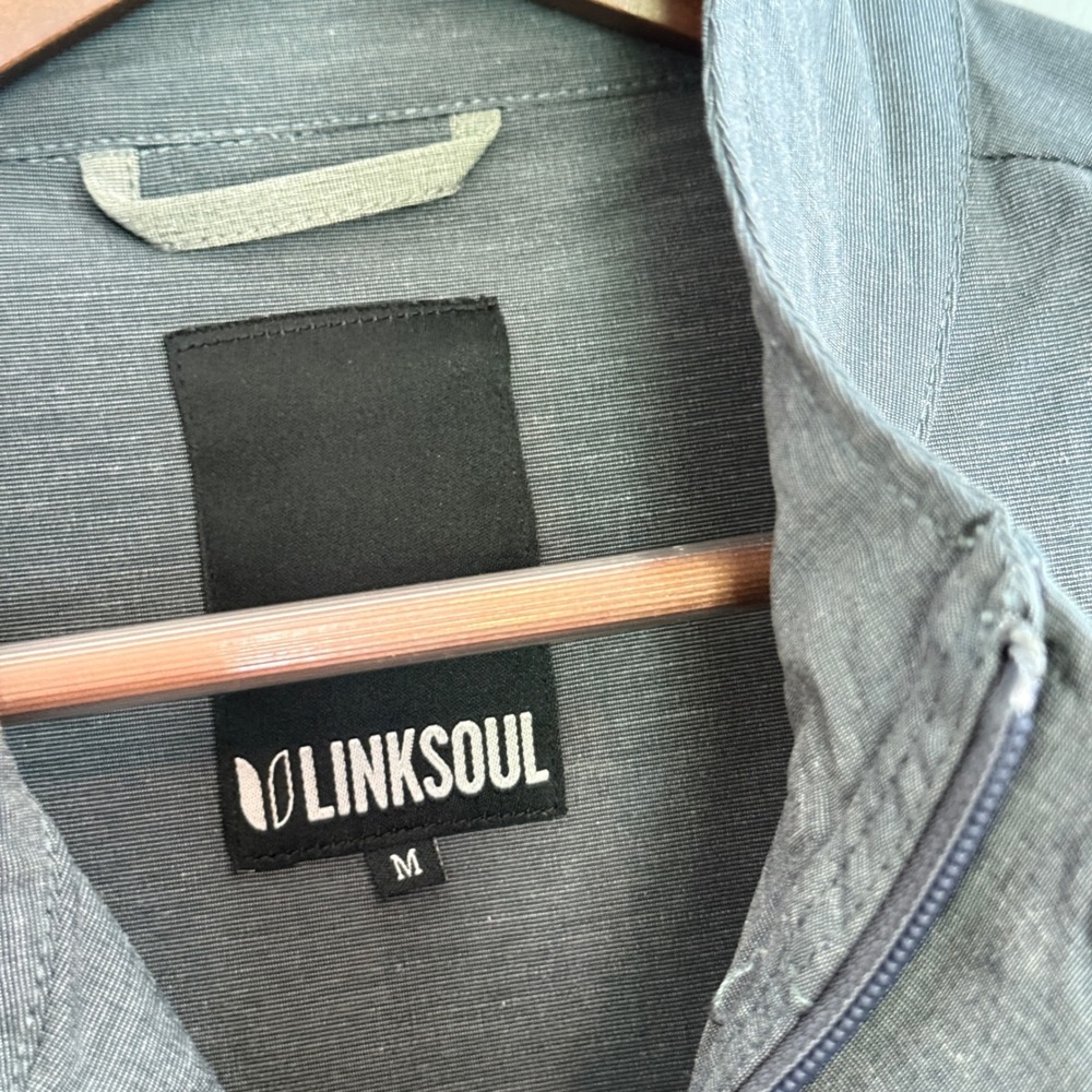 Linksoul‎ Jacket M Gray Blue Boardwalker Windbreaker Golf Full Zip Lightweight - Picture 2 of 11